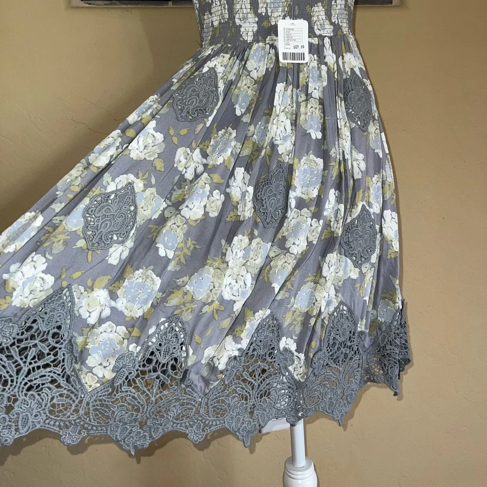 Free People Floral Print Crochet Mini Dress - Picture 5 of 11